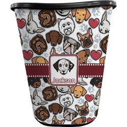 Dog Faces Waste Basket - Single Sided (Black) (Personalized)