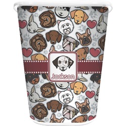 Dog Faces Waste Basket - Single Sided (White) (Personalized)