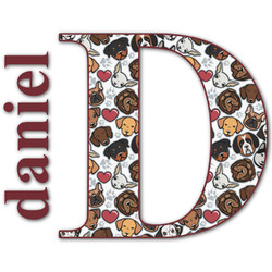 Dog Faces Name & Initial Decal - Up to 18"x18" (Personalized)