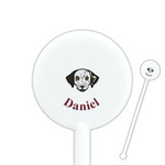 Dog Faces 5.5" Round Plastic Stir Sticks - White - Double Sided (Personalized)