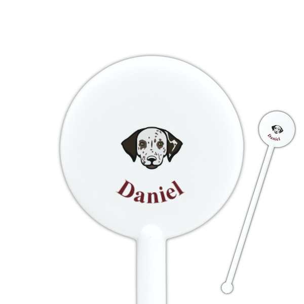 Custom Dog Faces 5.5" Round Plastic Stir Sticks - White - Double Sided (Personalized)