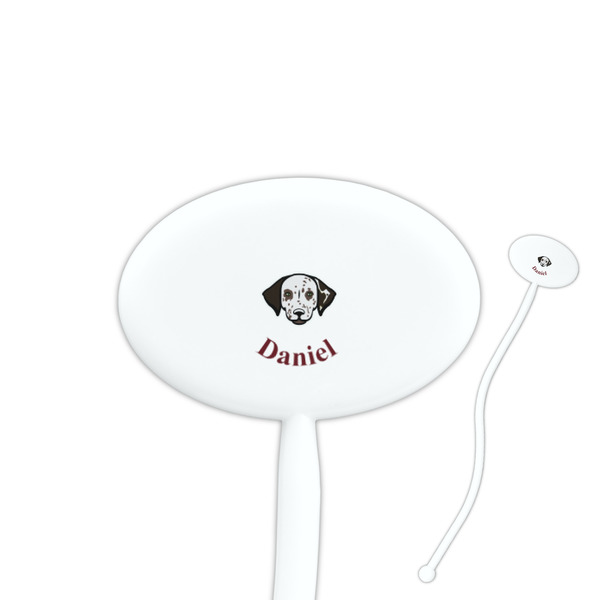 Custom Dog Faces 7" Oval Plastic Stir Sticks - White - Single Sided (Personalized)