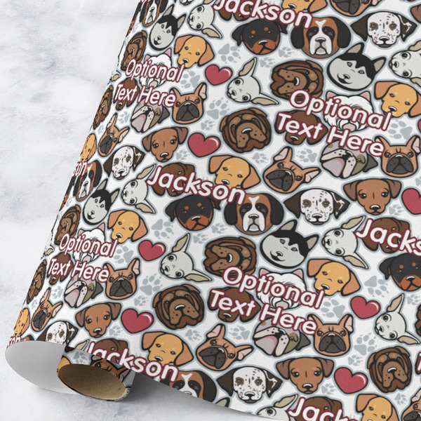 Custom Dog Faces Wrapping Paper Roll - Large - Matte (Personalized)