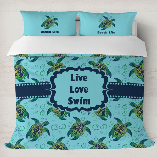 Custom Sea Turtles Duvet Cover Set - King (Personalized)