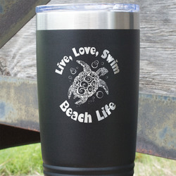Sea Turtles 20 oz Stainless Steel Tumbler - Black - Double Sided