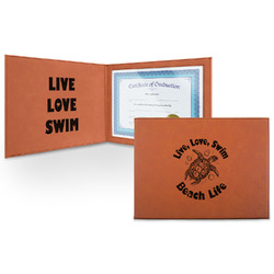 Sea Turtles Leatherette Certificate Holder - Front and Inside (Personalized)