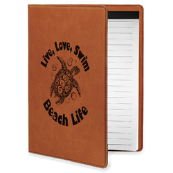 Sea Turtles Leatherette Portfolio with Notepad - Small - Single Sided (Personalized)