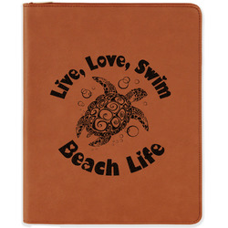 Sea Turtles Leatherette Zipper Portfolio with Notepad - Double Sided (Personalized)