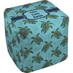 Sea Turtles Cube Pouf Ottoman - 18" (Personalized)