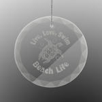 Sea Turtles Engraved Glass Ornament - Round