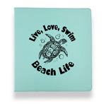 Sea Turtles Leather Binder - 1" - Teal