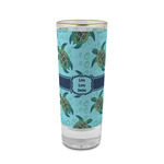 Sea Turtles 2 oz Shot Glass -  Glass with Gold Rim - Set of 4