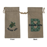 Sea Turtles Large Burlap Gift Bag - Front & Back