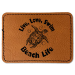 Sea Turtles Faux Leather Iron On Patch - Rectangle