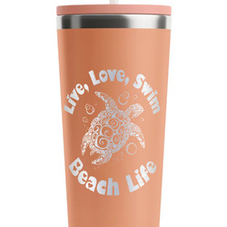 Sea Turtles RTIC Everyday Tumbler with Straw - 28oz - Peach - Double-Sided