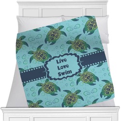 Sea Turtles Minky Blanket - Twin / Full - 80"x60" - Single Sided (Personalized)