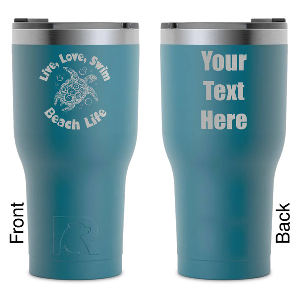 Custom Sea Turtles RTIC Tumbler - Dark Teal - Laser Engraved - Double-Sided