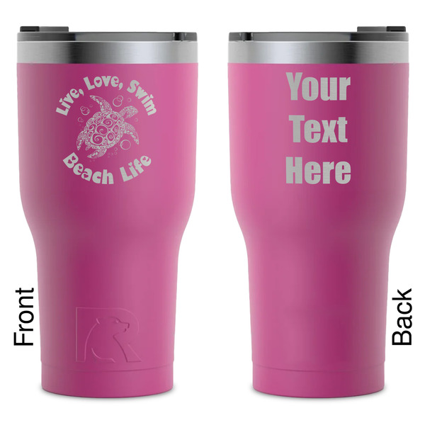 Custom Sea Turtles RTIC Tumbler - Magenta - Laser Engraved - Double-Sided