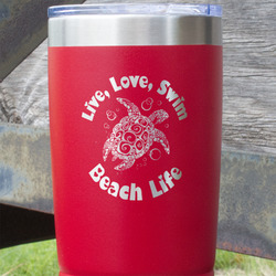 Sea Turtles 20 oz Stainless Steel Tumbler - Red - Double Sided