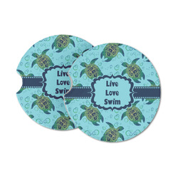 Sea Turtles Sandstone Car Coasters - Set of 2 (Personalized)
