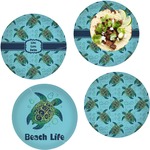 Sea Turtles Set of 4 Glass Lunch / Dinner Plate 10" (Personalized)