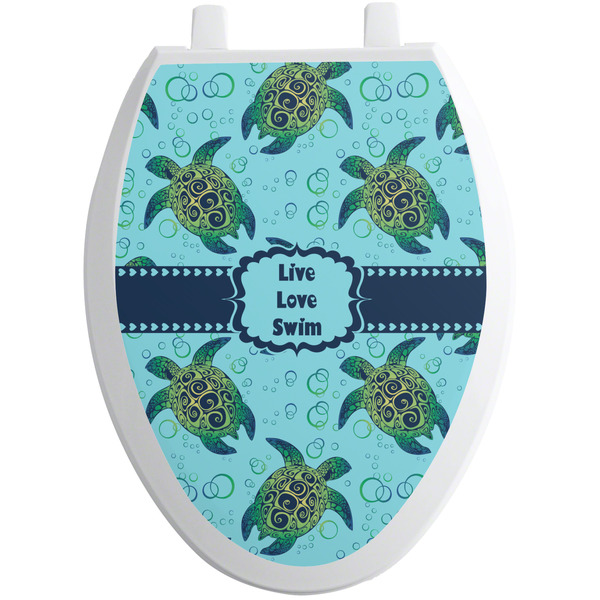 Custom Sea Turtles Toilet Seat Decal - Elongated (Personalized)