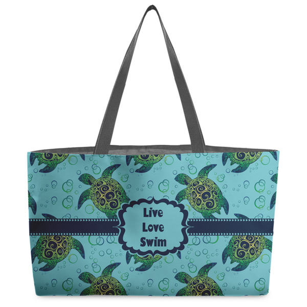 Custom Sea Turtles Beach Totes Bag - w/ Black Handles