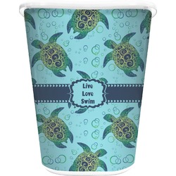 Sea Turtles Waste Basket - Single Sided (White) (Personalized)