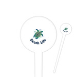 Sea Turtles 4" Round Plastic Food Picks - White - Single Sided