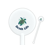 Sea Turtles 5.5" Round Plastic Stir Sticks - White - Single Sided