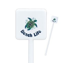 Sea Turtles Square Plastic Stir Sticks - Double Sided