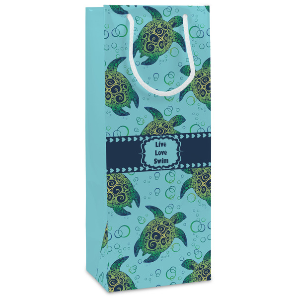 Custom Sea Turtles Wine Gift Bags - Matte