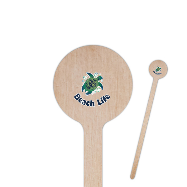 Custom Sea Turtles 7.5" Round Wooden Stir Sticks - Double Sided