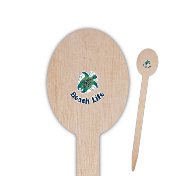 Custom Sea Turtles Oval Wooden Food Picks - Double Sided