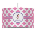 Diamond Print w/Princess 12" Drum Pendant Lamp - Fabric (Personalized)