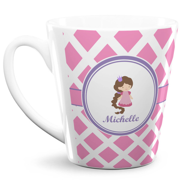 Custom Diamond Print w/Princess 12 Oz Latte Mug (Personalized)