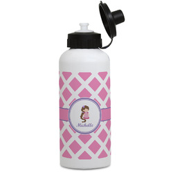 Diamond Print w/Princess Water Bottles - Aluminum - 20 oz - White (Personalized)