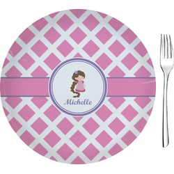 Diamond Print w/Princess Glass Appetizer / Dessert Plate 8" (Personalized)