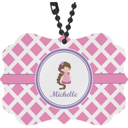 Diamond Print w/Princess Rear View Mirror Charm (Personalized)