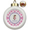 Diamond Print w/Princess Ceramic Christmas Ornament - Poinsettias (Front View)