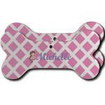 Diamond Print w/Princess Ceramic Dog Ornament - Front & Back w/ Name or Text