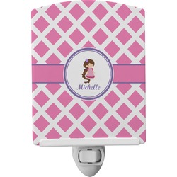 Diamond Print w/Princess Ceramic Night Light (Personalized)