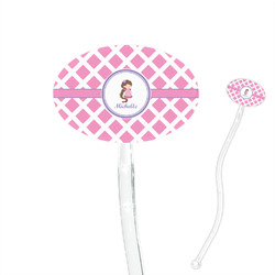 Diamond Print w/Princess 7" Oval Plastic Stir Sticks - Clear (Personalized)