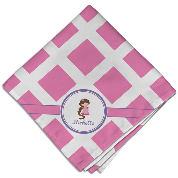 Custom Diamond Print w/Princess Cloth Dinner Napkin - Single w/ Name or Text