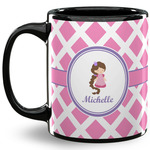 Diamond Print w/Princess 11 Oz Coffee Mug - Black (Personalized)