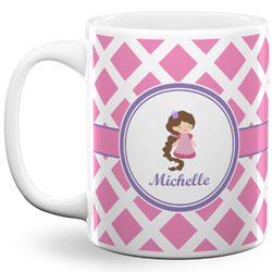 Diamond Print w/Princess 11 Oz Coffee Mug - White (Personalized)