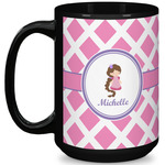 Diamond Print w/Princess 15 Oz Coffee Mug - Black (Personalized)