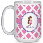 Diamond Print w/Princess 15 Oz Coffee Mug - White (Personalized)