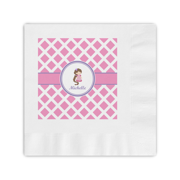 Custom Diamond Print w/Princess Coined Cocktail Napkins (Personalized)