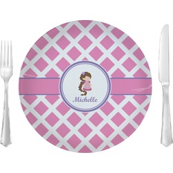 Diamond Print w/Princess Glass Lunch / Dinner Plate 10" (Personalized)